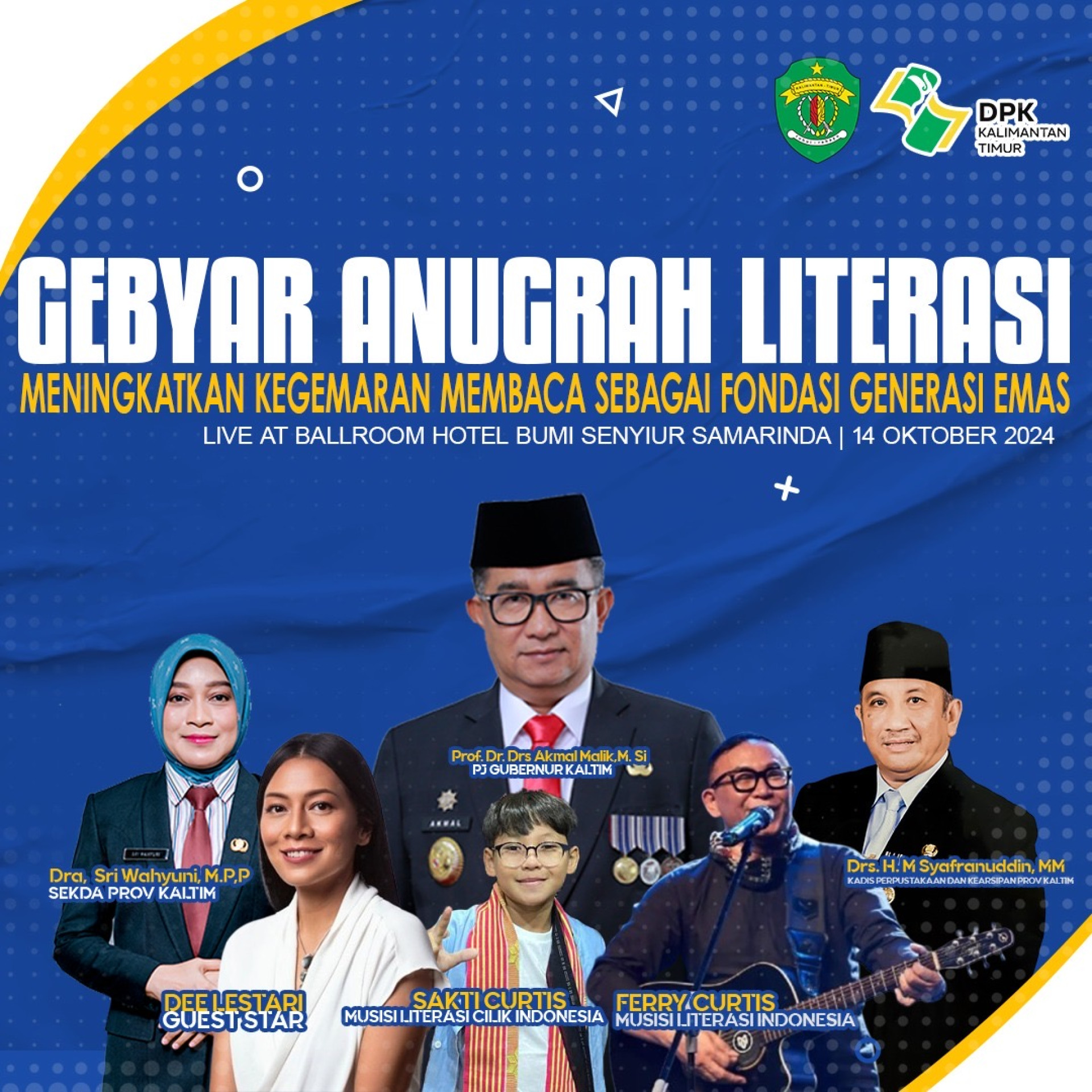 Penganugerahaan Lomba Literasi Kalimantan Timur Tahun 2024, DPK Kaltim Hadirkan Ferry dan Sakti Curtis Serta Penulis Tanah Air Dee Lestari