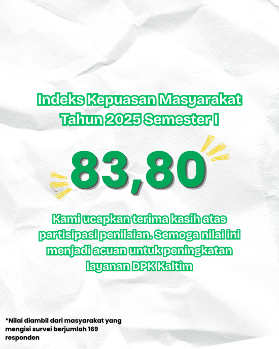 Hasil Indeks Kepuasan Masyarakat DPK Kaltim Semester I Tahun 2025